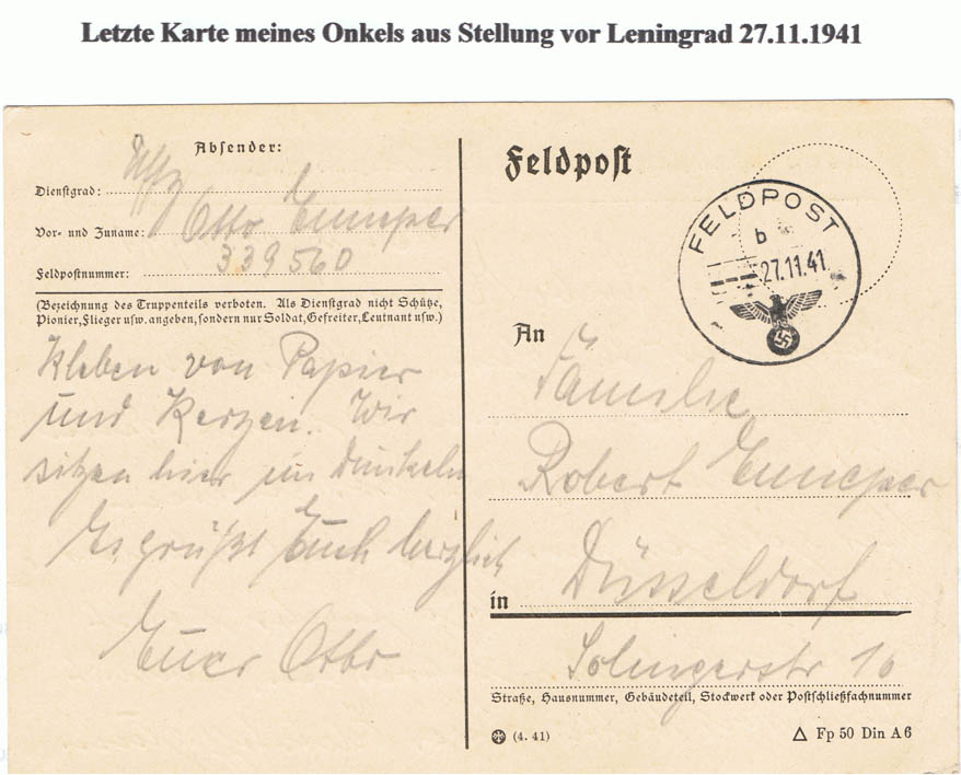 Letzte Postkarte Otto Enneper
